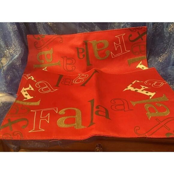 Set of 2 - Homewear Linens FA LA LA LA Holiday Placemats - Picture 1 of 4